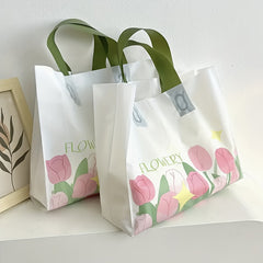 6pcs Tulip Clothes Shop Tote Bag Plastic Shopping Gift Packaging Bag