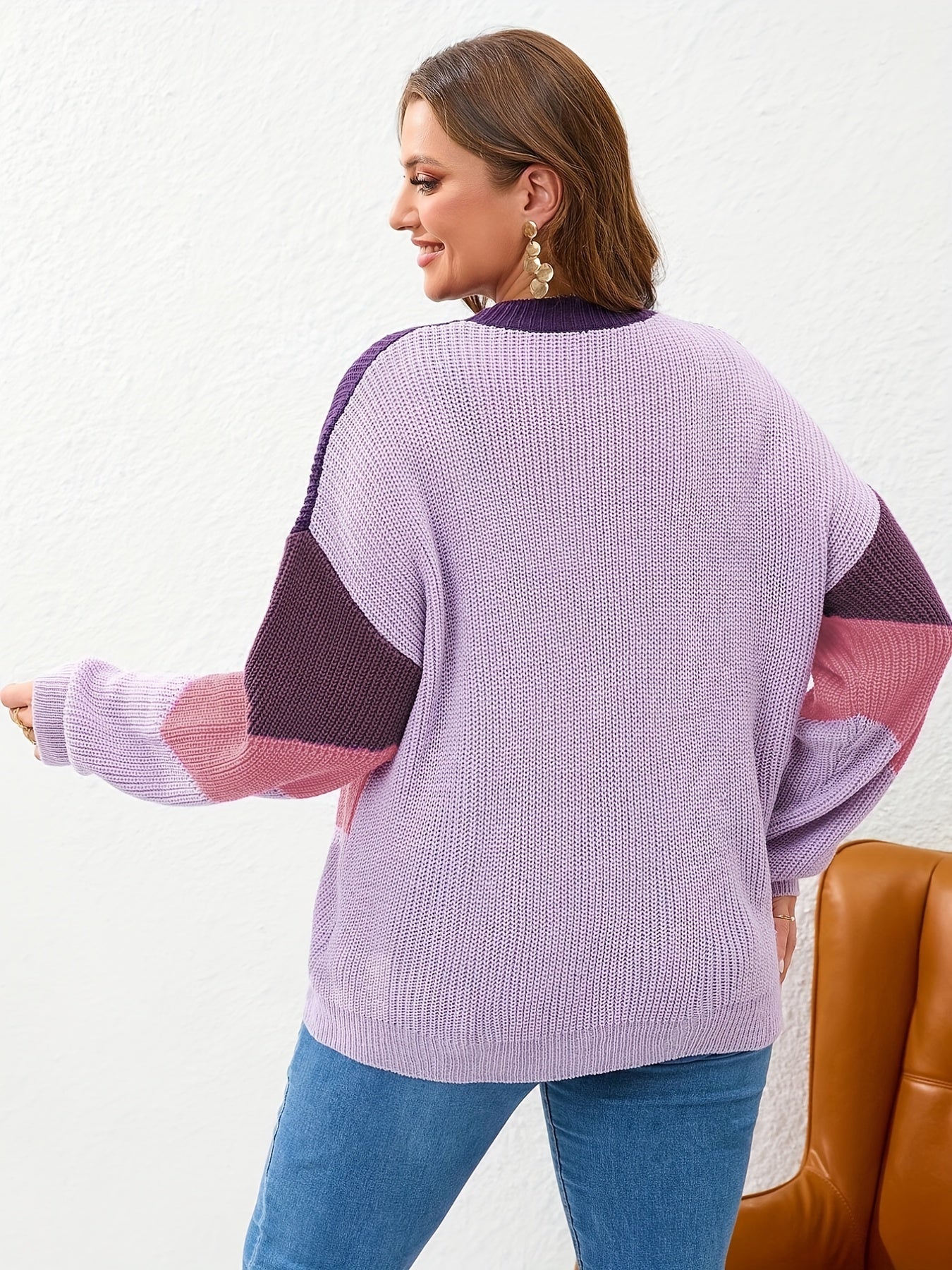 Colorblock Round Neck Sweater