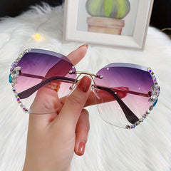 Rhinestone Gradient Sunglasses UV400 Shades for Summer Beach Party