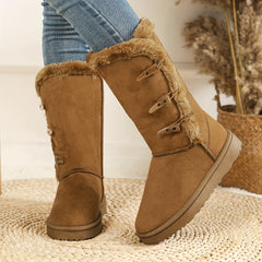 Women's Horn Buckle Snow Boots Soft Comfortable Top Snow