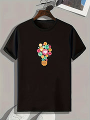 Bulb Pattern Print Men's Comfy Sports T shirt Graphic Tee