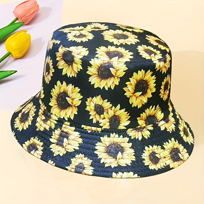 Sun Flower Fisherman Hat Printed Casual Bucket Hat Women Outdoor