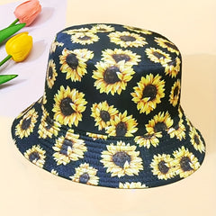 Sun Flower Fisherman Hat Printed Casual Bucket Hat Women Outdoor