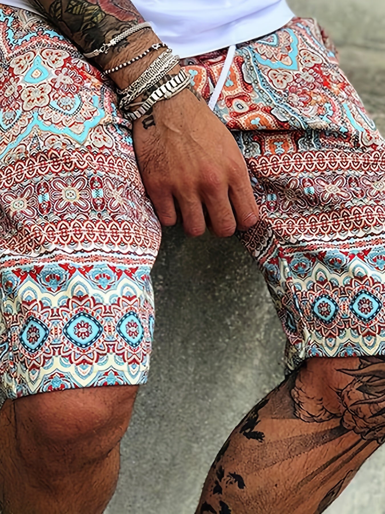 Men's Patriotic Skull Print Shorts Comfortable Stretchy Summer Clothing
