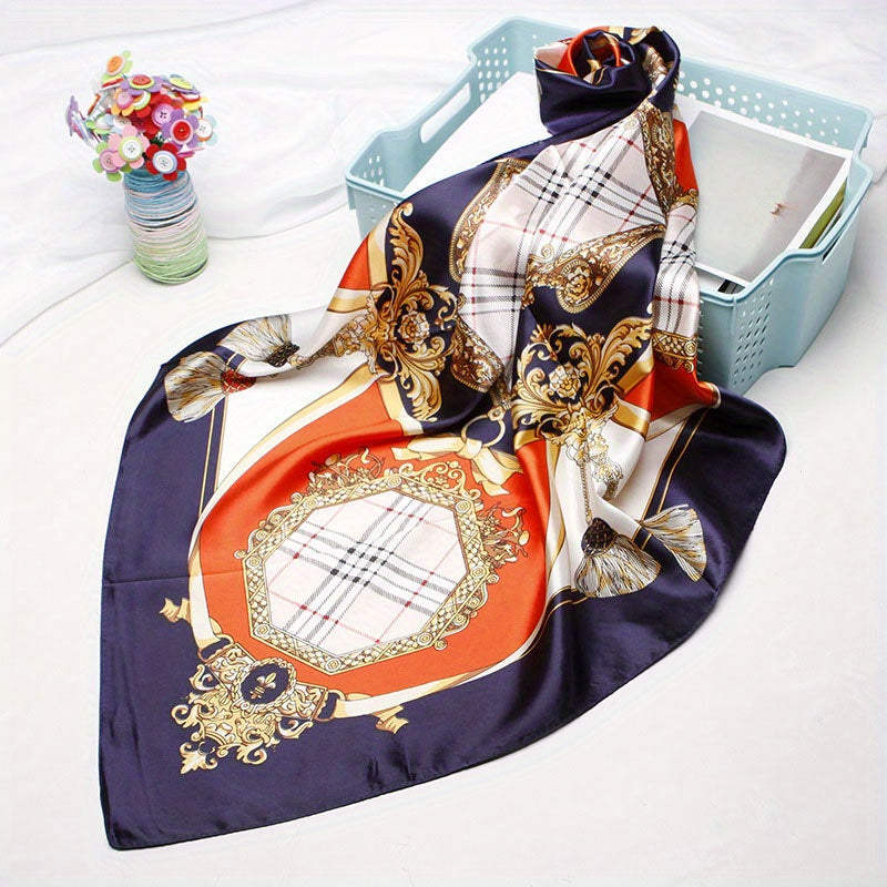 Tassel Print Silk Square Scarf Bandana Neckerchief Hair Wrap