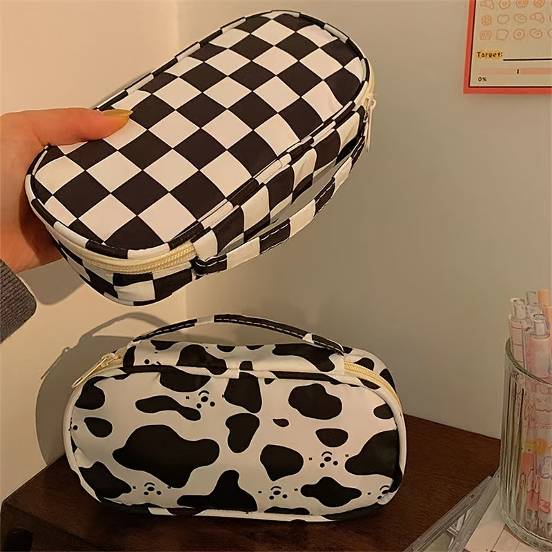 Checkerboard And Plaid Pencil Bag Girls Student Girls Ins Stationery Bag