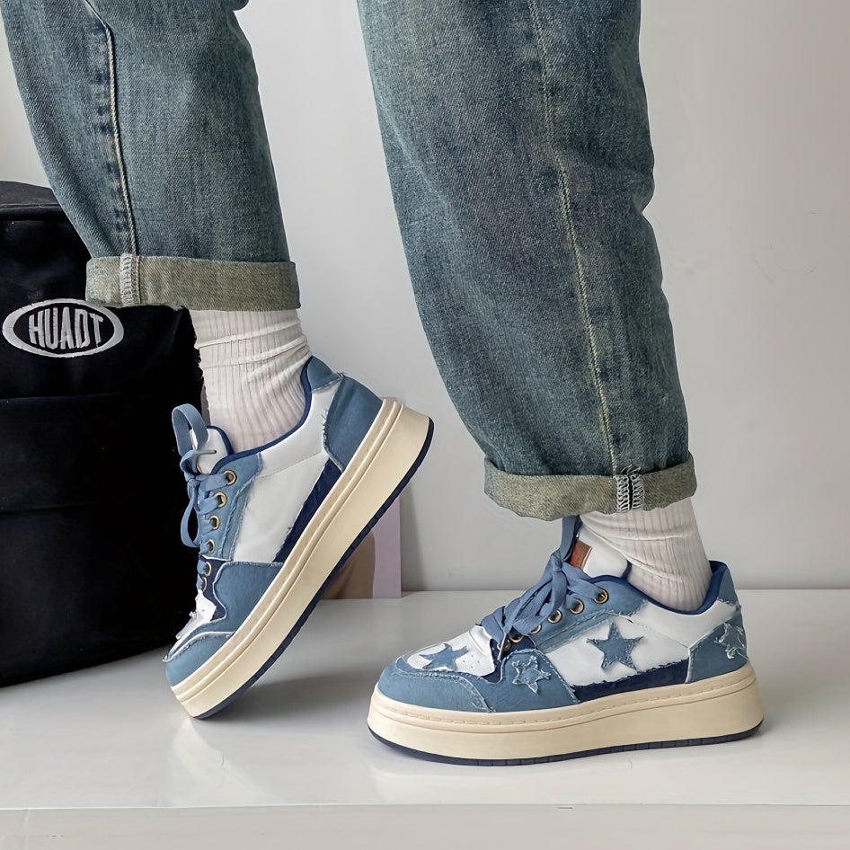 Women's Denim Skate Shoes Round Toe Low Top Sports Shoes