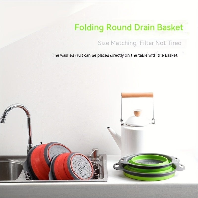 Silicone Collapsible Colander with Handle for Washing and Draining
