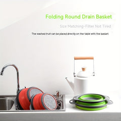 Silicone Collapsible Colander with Handle for Washing and Draining