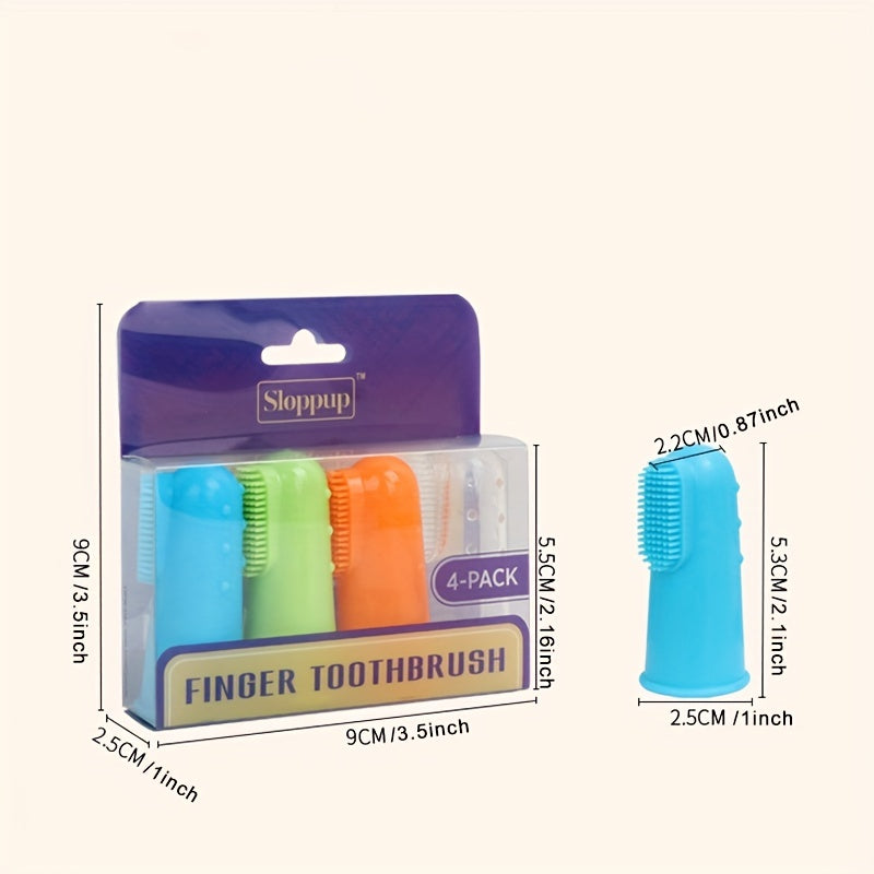 4 Pack Pet Finger Toothbrush Soft Silicone Bristles