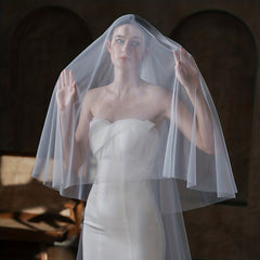 Double Layer Head Veil with Comb Bridal Wedding Hair Accessories