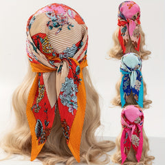 Plum Blossom Print Bandana Silky Floral Scarf - 4 Colors