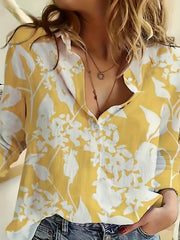 Casual Blouse Women's Floral Print Button Up Long Sleeve Shirt