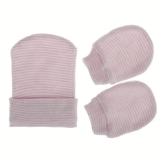 Newborn Striped Hat Gloves Set
