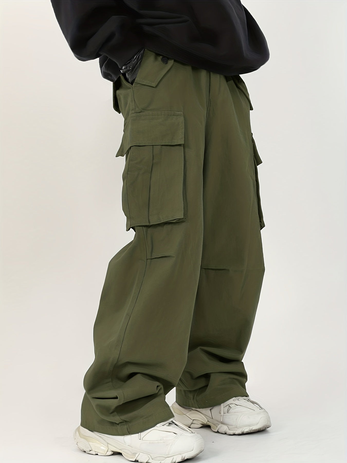 Men's Straight Leg Cargo Pants Loose Baggy Outdoor Work Pants