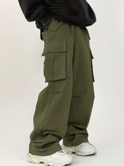 Men's Straight Leg Cargo Pants Loose Baggy Outdoor Work Pants