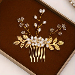 Silvery Faux Pearl Rhinestone Wedding Hair Combs Hair Accessories For Women
