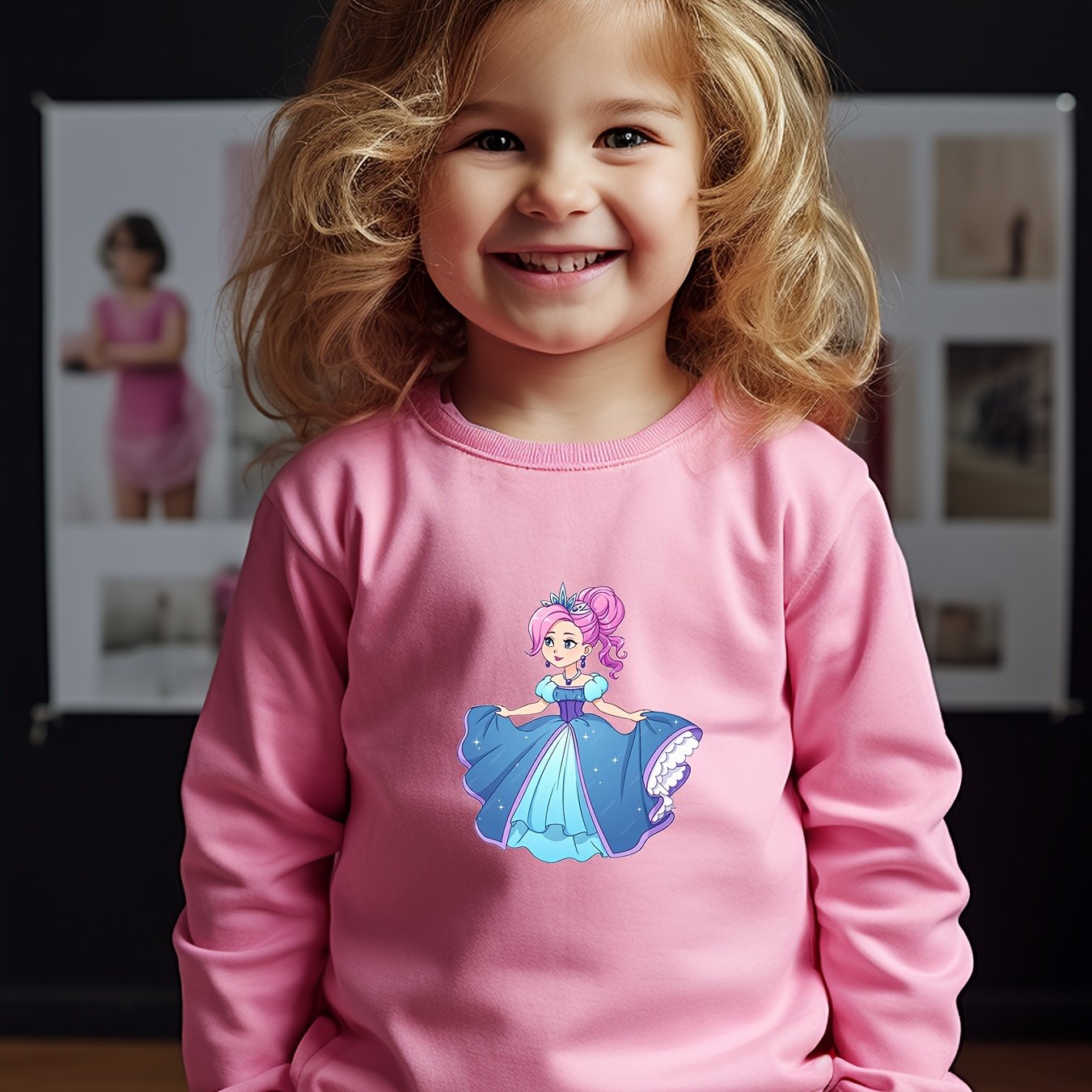 OERYUI Sweet Princess Print Crew Neck Pullover Top for Girls Boys