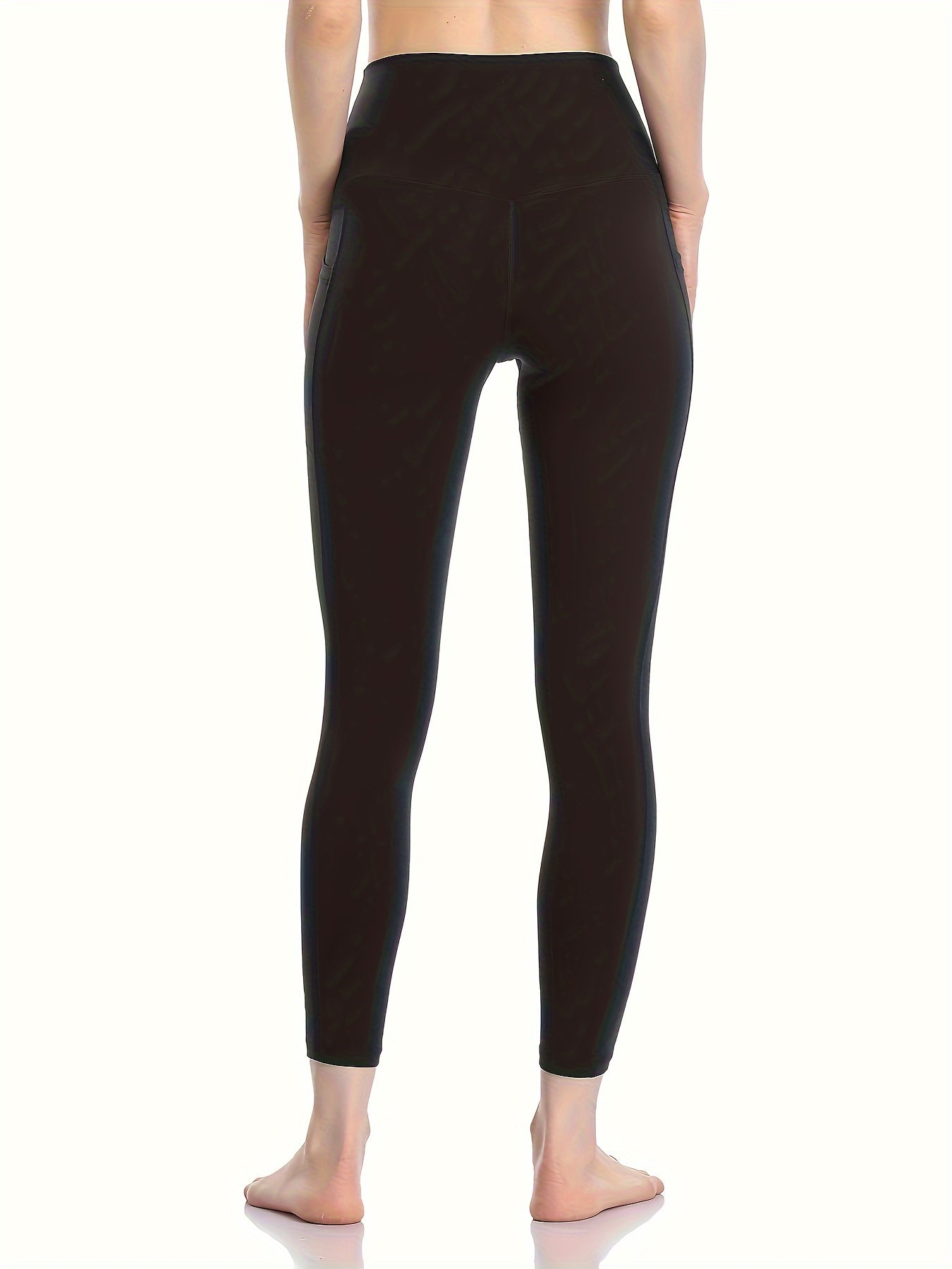 High Waist Yoga Pants Solid Butt Lifting With Pocket Slimming Leggings