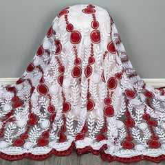 African Mesh Lace Fabric With Sequins French Embroidered Tulle Milk Silk Lace