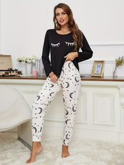 Starry Print Pajamas Set Long Sleeve Top & Pants