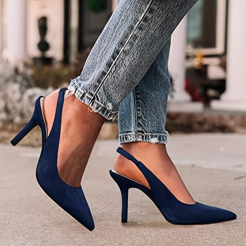 Women's Slingback High Heels Pointed Toe Stilettos Dress Sandals