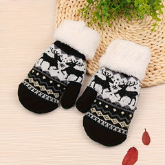Kids' Warm Christmas Snowflake Gloves, Ages 3-6