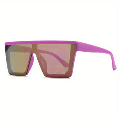Flat Top Sunglasses Oversized Square Frame Gradient Lens UV400