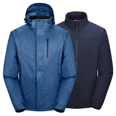 Men's 3 In 1 Fleece Sports Casual Waterproof Hooded Jacket