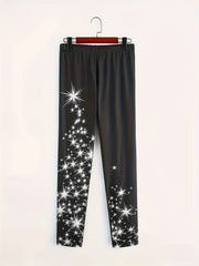 Starry Print High Waist Leggings Slim Fit Summer Leggings