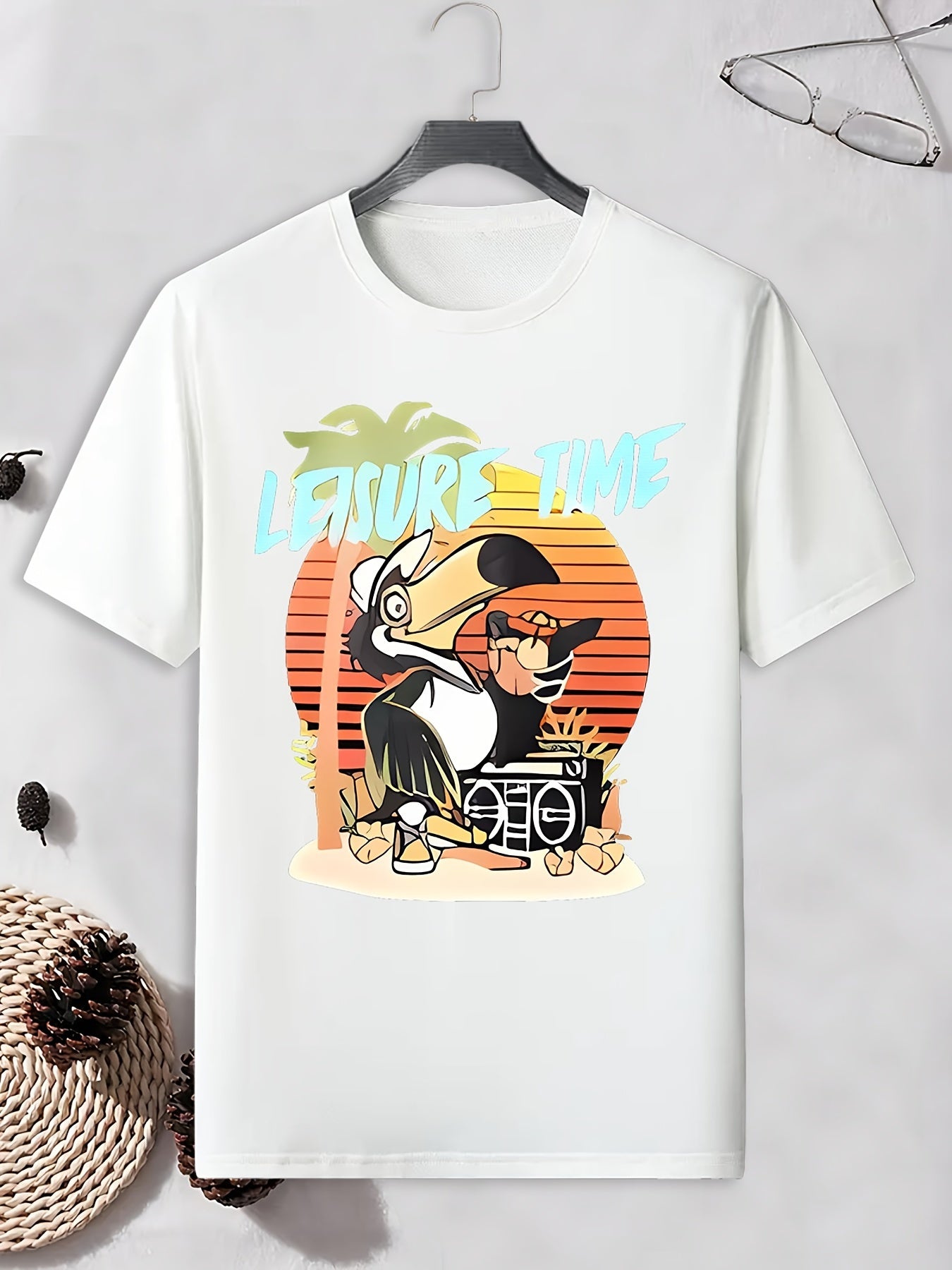Men's Leisure Time Print T shirt Active Slightly Stretch Breathable Tee