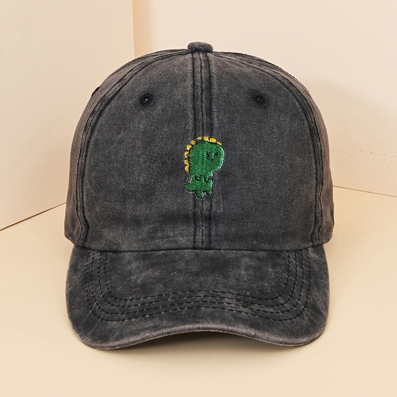 Dinosaur Embroidery Baseball Cap Distressed Sports Hat