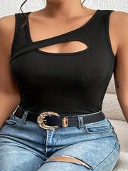 Women's Plus Size Cut Out Ribbed Tank Top