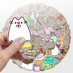 50PCS Kitten Stickers Phone Water Bottles Skateboard Decor Decals
