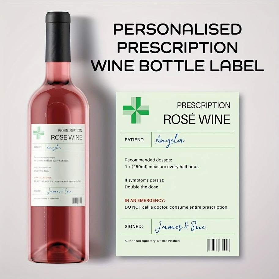 6pcs Prescription Wine Label Funny Vinyl Sticker