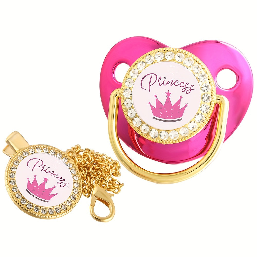 Crown Baby Pacifier with Chain Clip