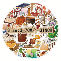 60pcs Brown Retro Nostalgic Series Stickers Waterproof DIY Sticker Pack