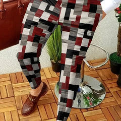 Slim Fit Plaid Slacks Men's Vintage Style Stretch Dress Pants