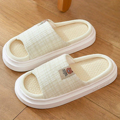 Women's Linen Slippers Platform Slide Sandals