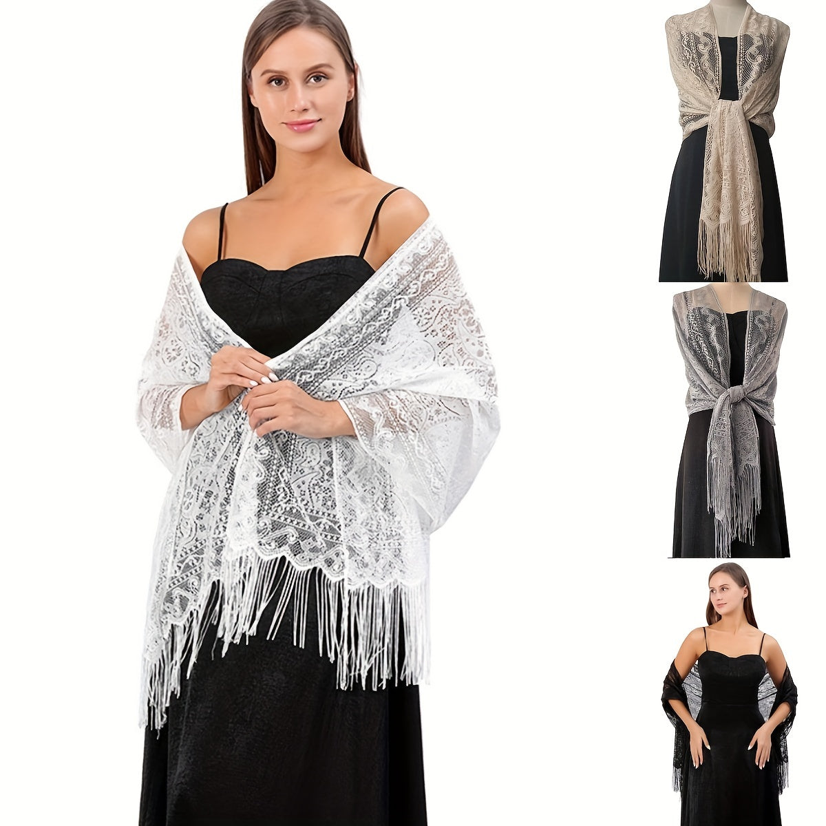 Floral Lace Scarf Tassels Shawl Bridesmaid Cover Up Wraps