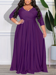 Long Sleeve Surplice Neck Maxi Wedding Dress