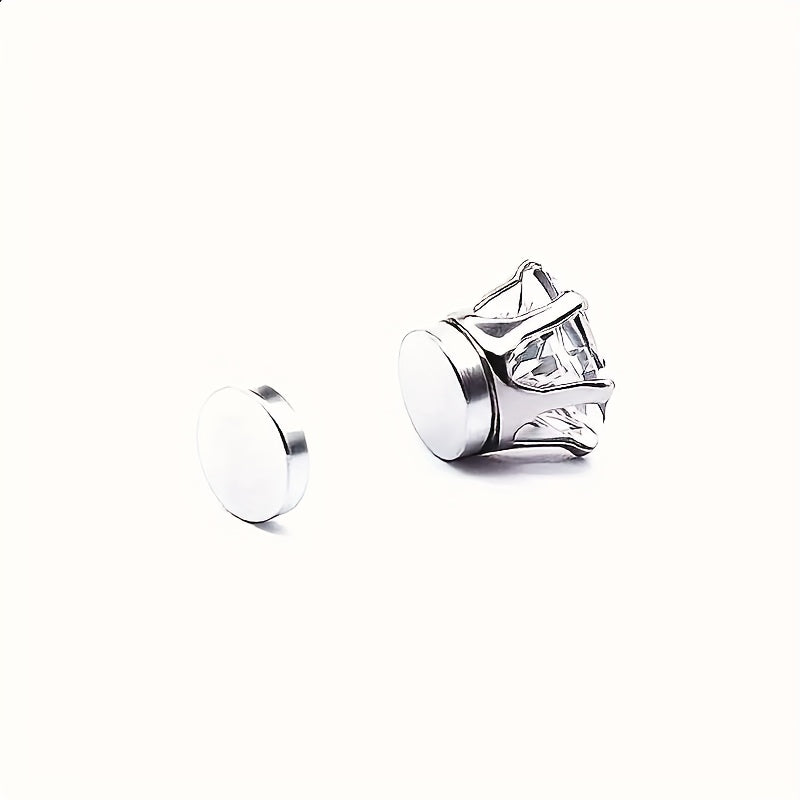 5pairs Round Cubic Magnetic Earrings Girls Silvery Casual Ear Jewelry