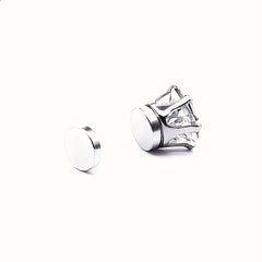 5pairs Round Cubic Magnetic Earrings Girls Silvery Casual Ear Jewelry