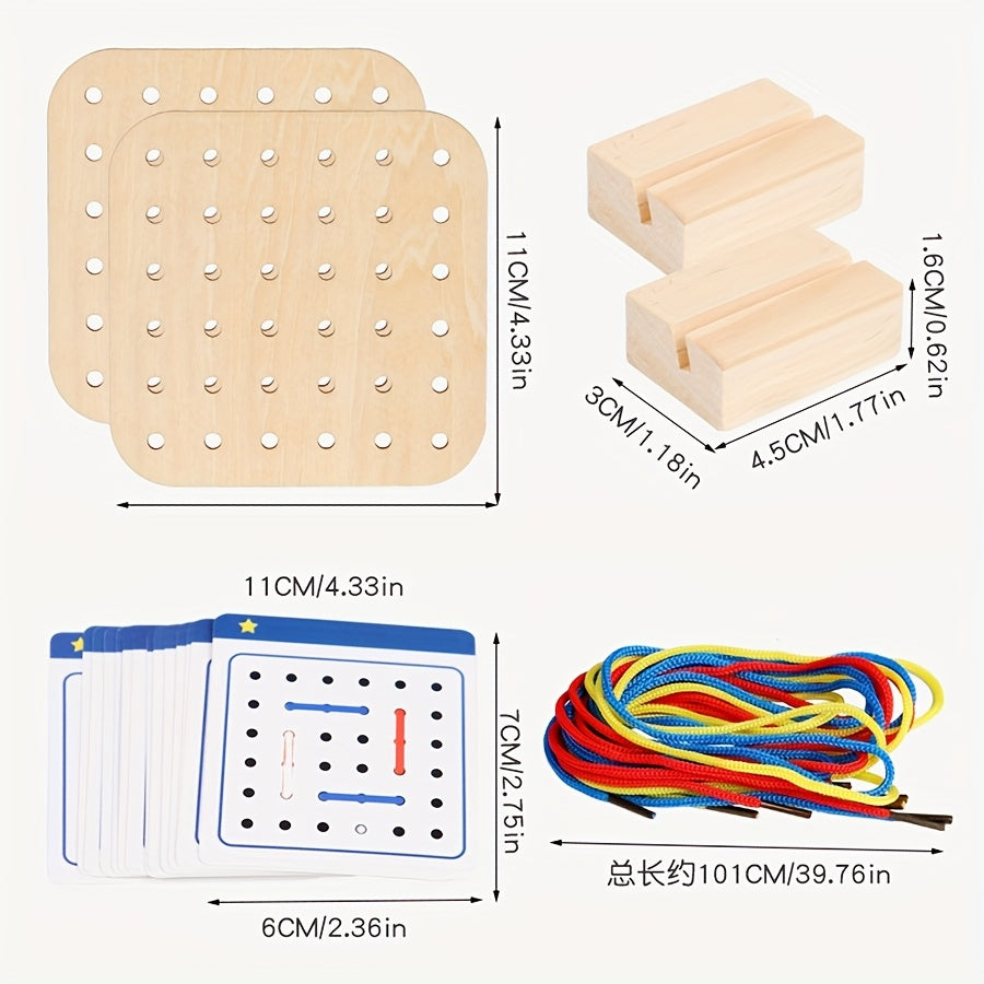 Wooden Rope Tying Game Board for Fun Learning