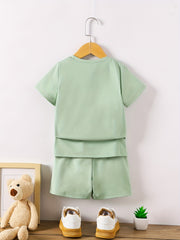 Boy's T-Shirt & Shorts Set Polar Bear Print Top Casual Outfits Kids Clothes