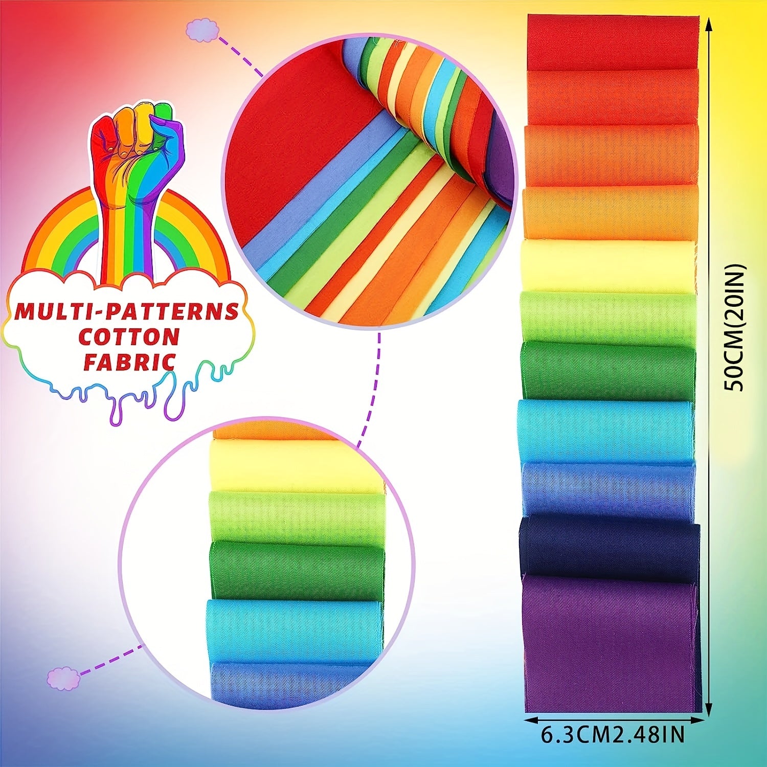 40pcs Cotton Solids Quilting Roll Fabric for DIY Craft