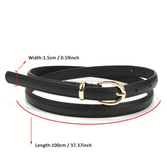 Candy Adjustable Waist Belt Golden Pin Buckle Thin PU Belt