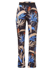 Boho Floral Print Loose Straight Pants High Waist Casual Pants