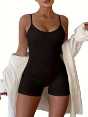 Solid Yoga Cami Romper Quick Drying Fitness Jumpsuit Women Activewear