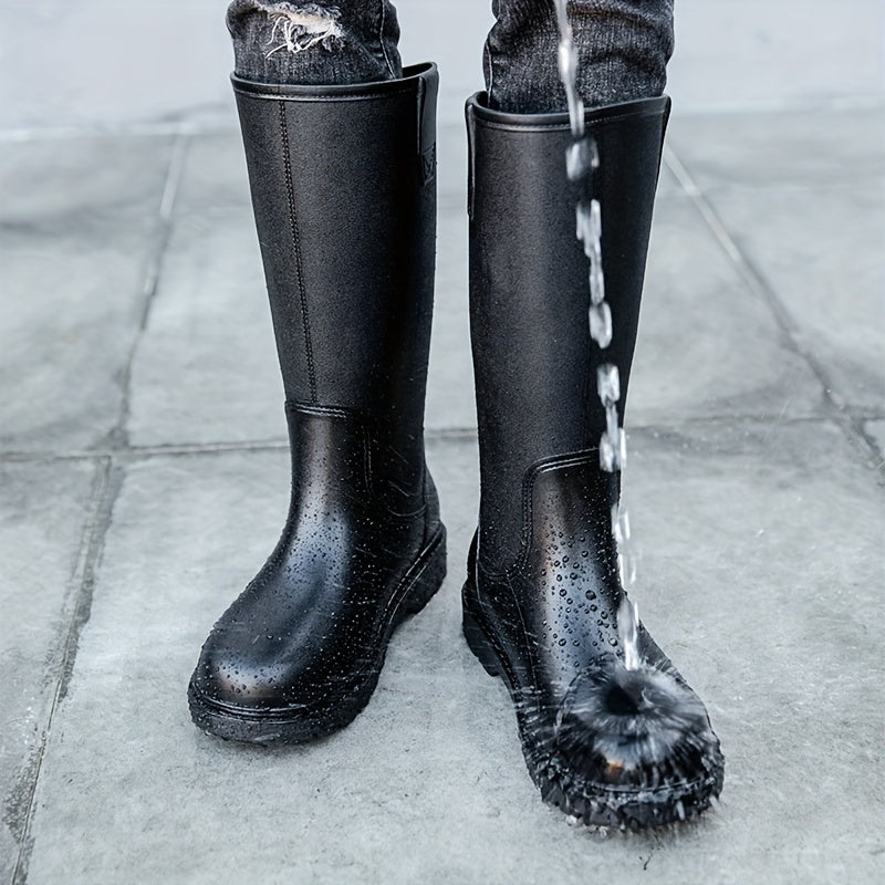 Men's High Top Rain Boots Waterproof Galoshes for Outdoor Walking